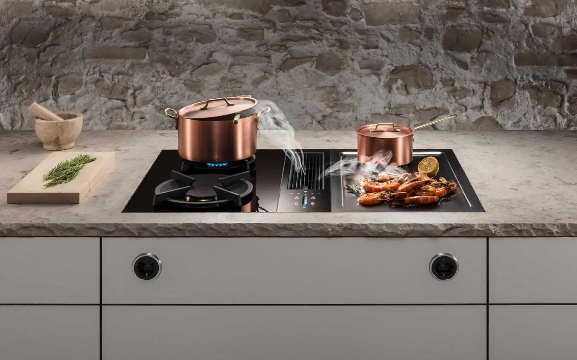 Premium kitchen showroom featuring dark cabinetry and brass accents — Savvy Kitchens, Thurles, Co. Tipperary
